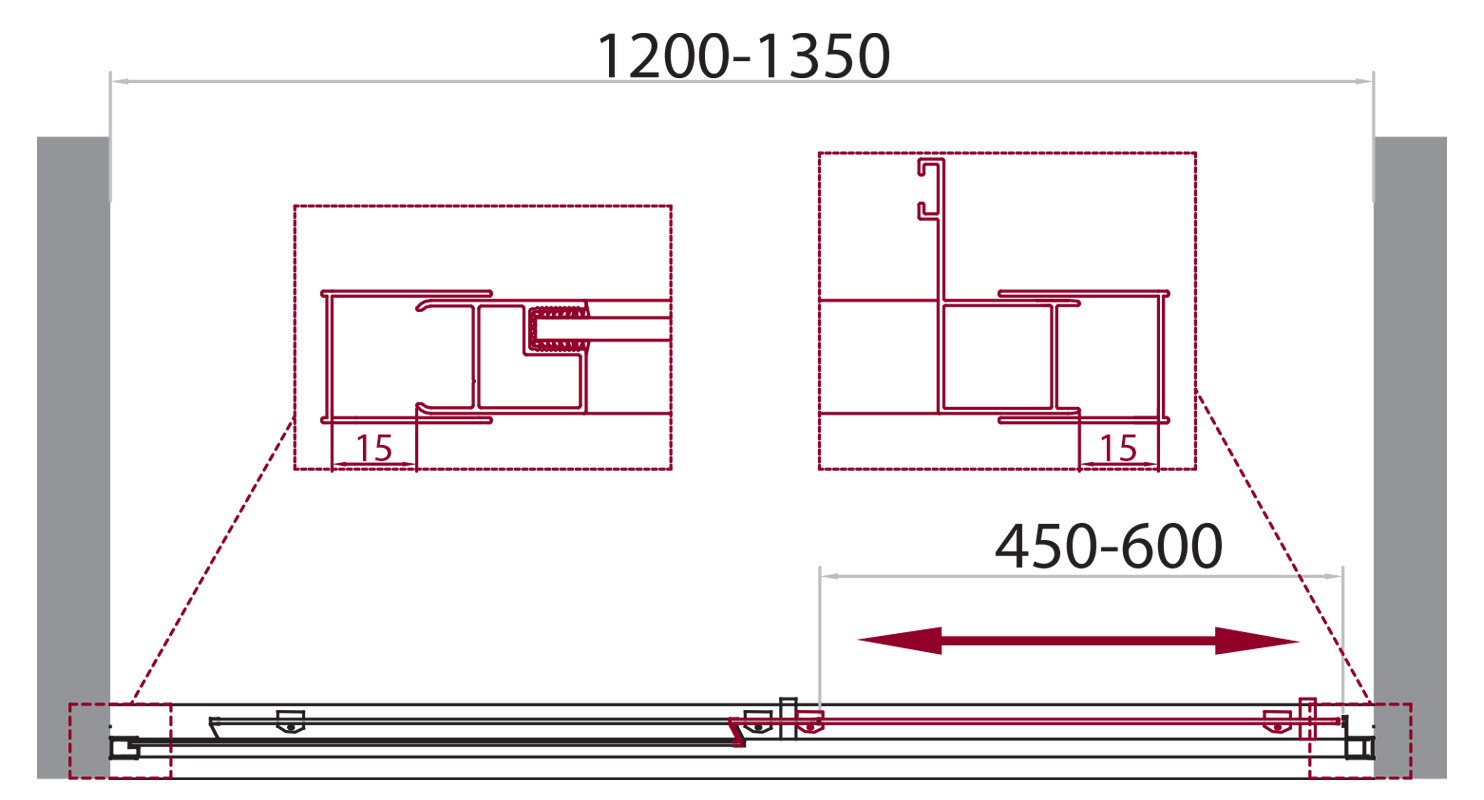 BelBagno Unique Душевая дверь в нишу 120х190h, стекло прозрачное UNIQUE-BF-1-120/135-C-Cr