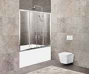 Belbagno Unique Шторка на ванну 150х140h, стекло прозрачное UNIQUE-VF-2-150/180-140-C-Cr