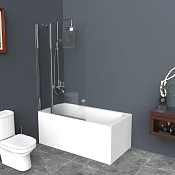 Belbagno Uno Шторка на ванну 120х150h, стекло прозрачное UNO-V-11-120/150-C-Cr