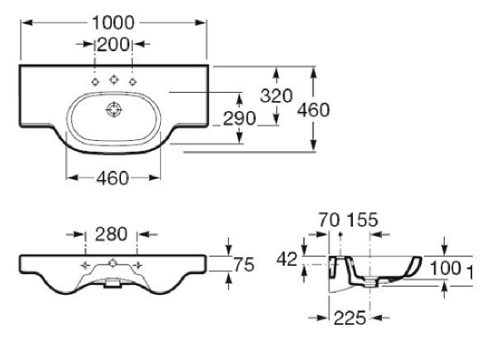 Раковина Roca Meridian  100 см 32724B000