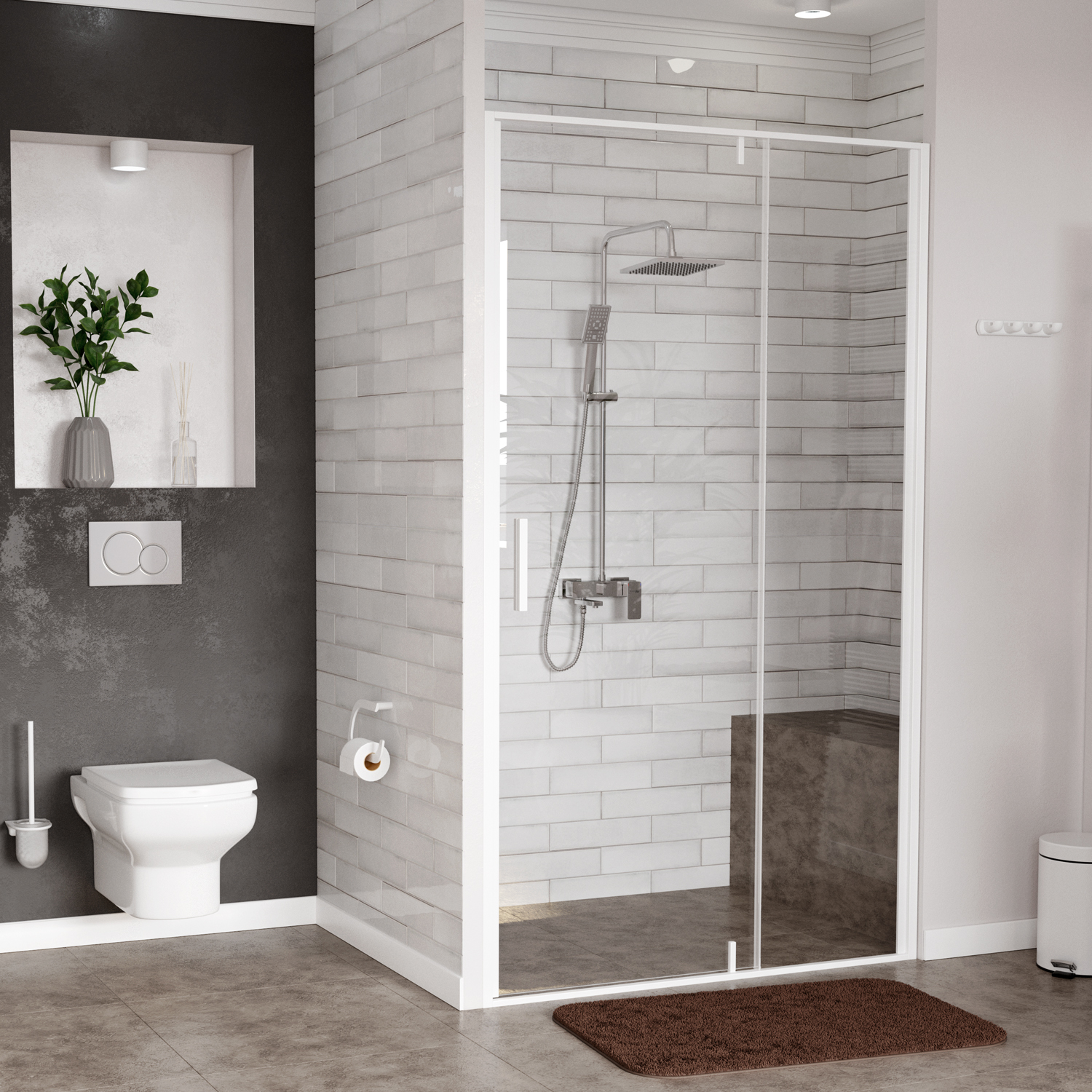 Wasserkraft Neime Душевая дверь 120х200h, профиль белый матовый, стекло прозрачное 19P05