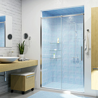 Wasserkraft Dinkel Душевая дверь 140х200h, профиль хром глянцевый, стекло прозрачное 58R31