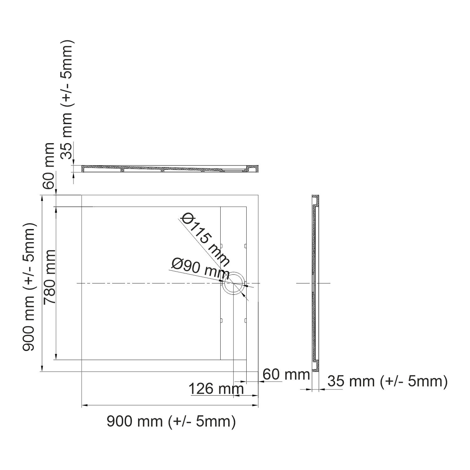 Wasserkraft Wiese Душевой поддон 90х90х4h 84T03
