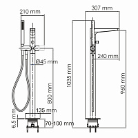 Wasserkraft Sauer Напольный смеситель для ванны однорычажный, цвет: золото 7121