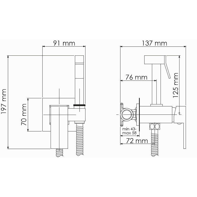 Wasserkraft Гигиенический душ со смесителем и встраиваемой частью, цвет: черный матовый A71638