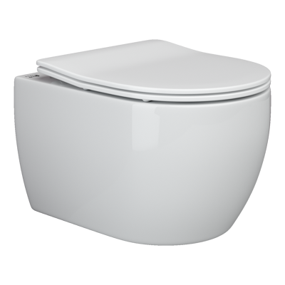 Ceramicanova Play Унитаз подвесной 37х49 см, безободковый с крышкой, цвет: белый глянцевый CN3001
