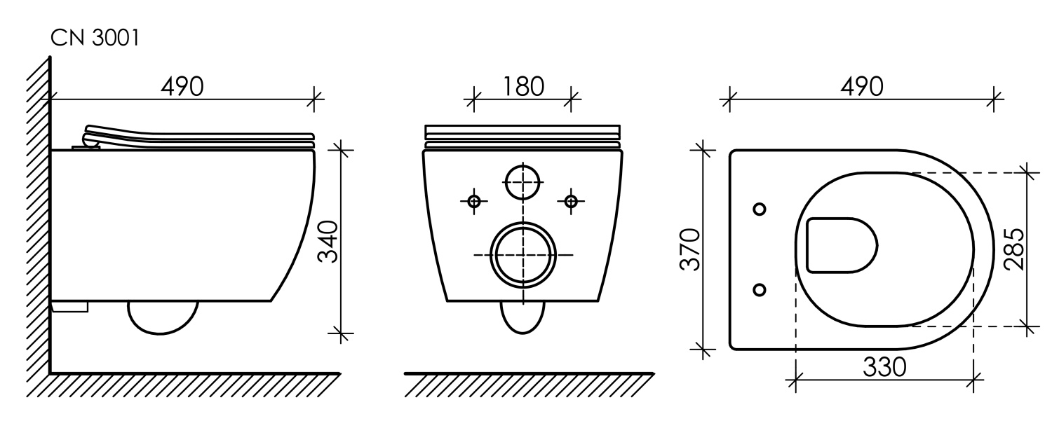Ceramicanova Play Унитаз подвесной 37х49 см, безободковый с крышкой, цвет: белый глянцевый CN3001