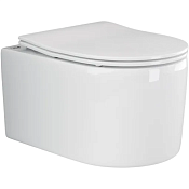Ceramicanova Moments Унитаз подвесной 37х49 см, безободковый с крышкой, цвет: белый глянцевый CN3003