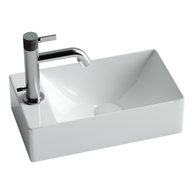 Ceramicanova Element Раковина подвесная 37,5х21,5 см, без перелива, смес. слева, цвет: белый глянц. CN5008