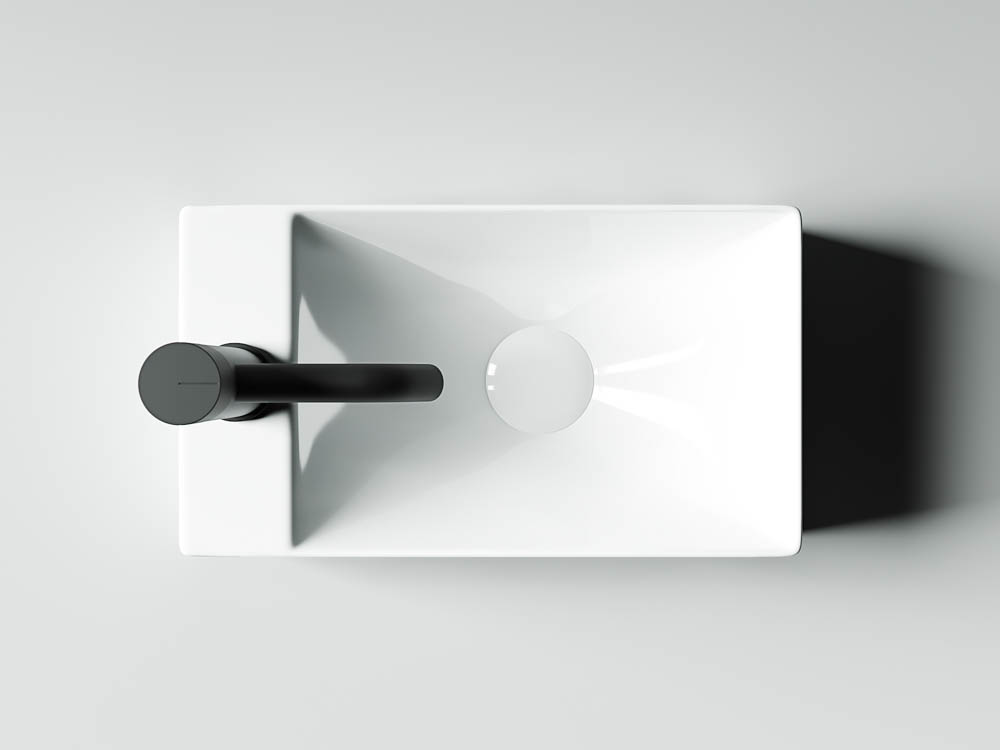 Ceramicanova Element Раковина подвесная 37,5х21,5 см, без перелива, смес. слева, цвет: белый глянц. CN5008