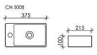 Ceramicanova Element Раковина подвесная 37,5х21,5 см, без перелива, смес. слева, цвет: белый глянц. CN5008