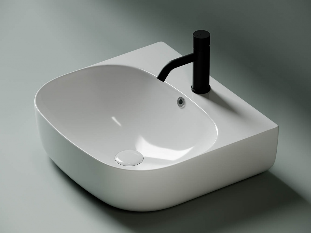 Ceramicanova Element Раковина чаша 49х44,5 см, перелив, отв. под смеситель, цвет: белый глянцевый CN5011