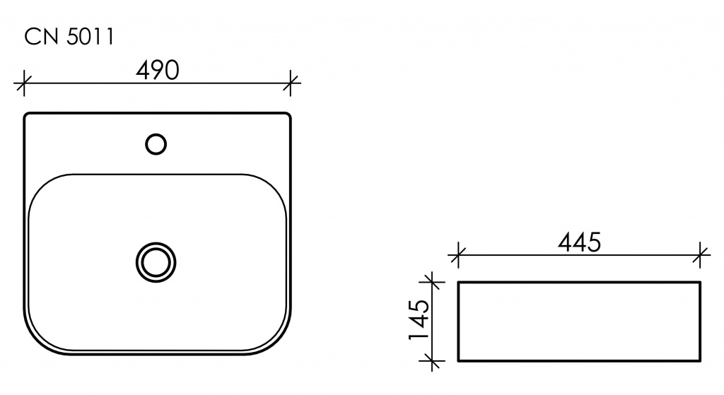 Ceramicanova Element Раковина чаша 49х44,5 см, перелив, отв. под смеситель, цвет: белый глянцевый CN5011