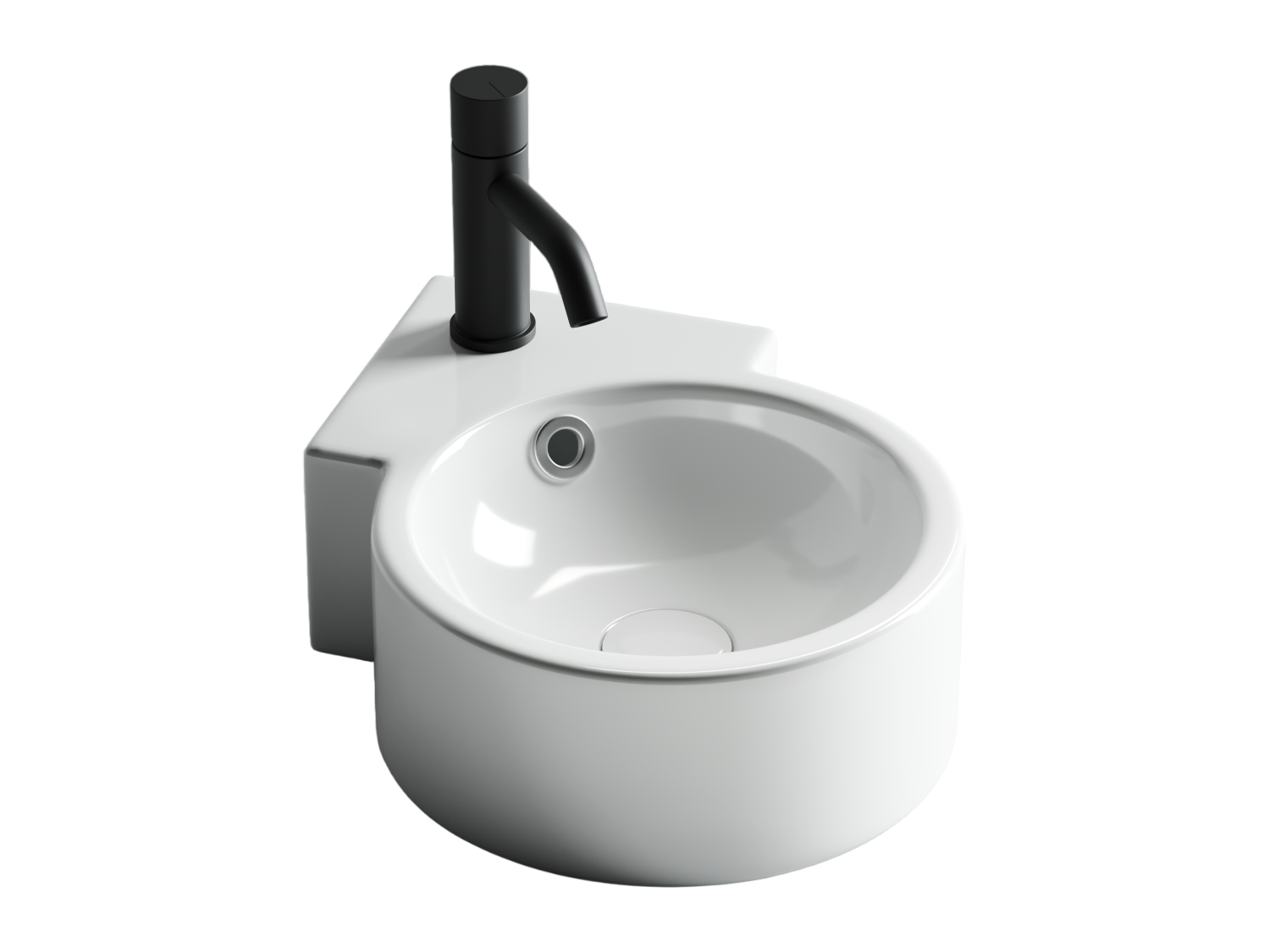 Ceramicanova Element Раковина подвесная угловая 31х41 см, перелив, цвет: белый глянцевый CN5019