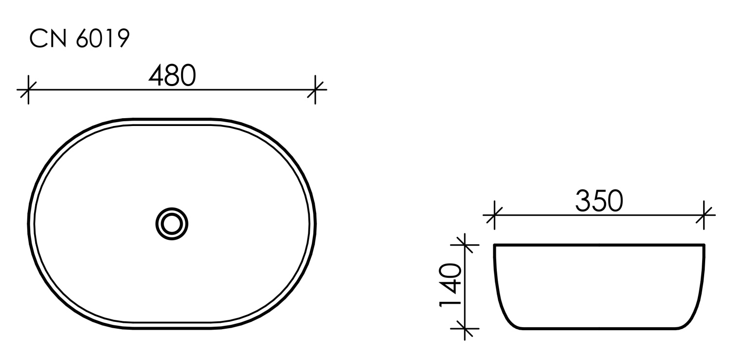 Ceramicanova Element Раковина чаша 48х35 см, без перелива, цвет: белый глянцевый CN6019