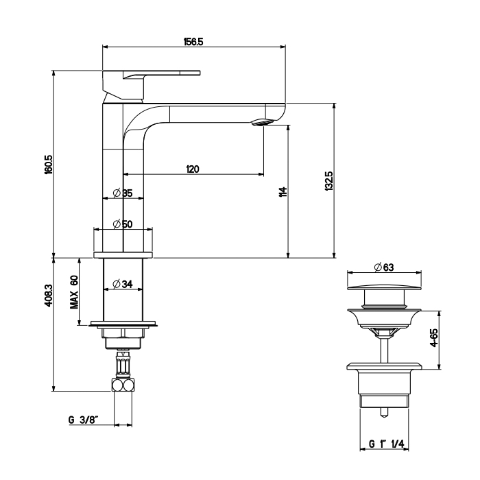 Gattoni H2Omix7000 Смеситель для раковины, излив 12 cм, цвет: хром 7004070C0