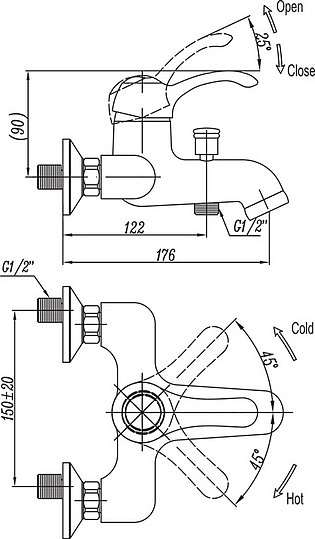 Смеситель Cezares Lira C VDM1 01 для ванны с душем LIRA-C-VDM1-01