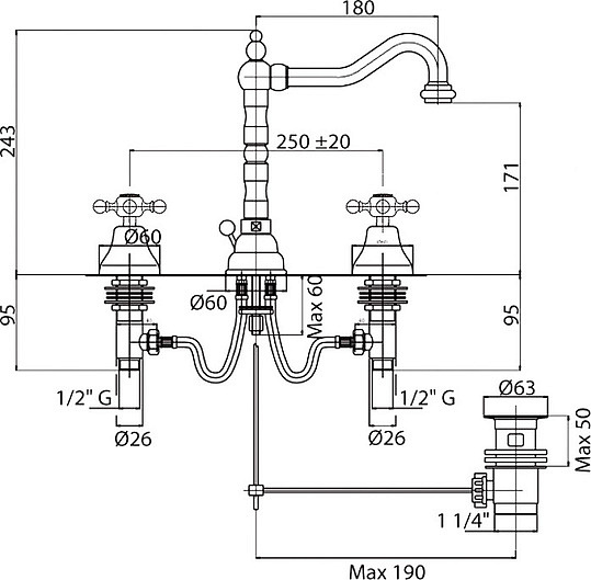 Смеситель Cezares Golf BLS2 02 для раковины GOLF-BLS2-02