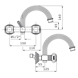 Смеситель Cezares Olimp VD 02 O для ванны с душем OLIMP-VD-02-O