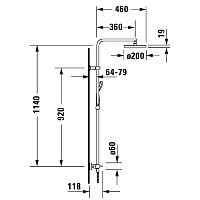 Duravit B.1 Душевая стойка с верхним душем, цвет: хром B14280008010