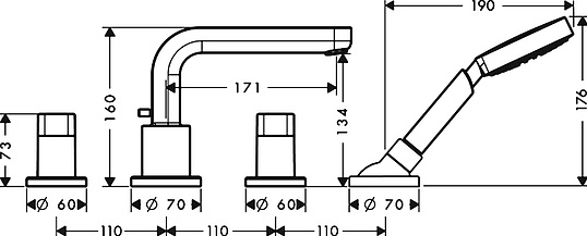 Hansgrohe Metris S Смеситель на борт ванны, цвет: хром 31446000