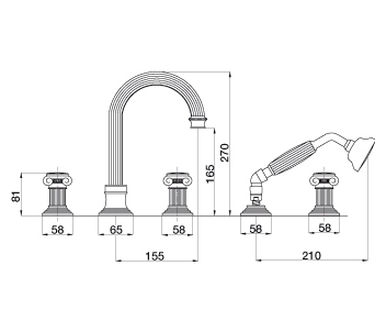 Смеситель Cezares Olimp BVD 02 O на борт ванны OLIMP-BVD-02-O