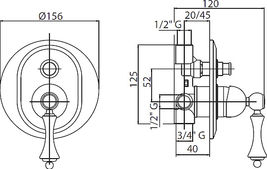 Смеситель Cezares Margot VDIM 01 Bi С ВНУТРЕННЕЙ ЧАСТЬЮ MARGOT-VDIM-01-Bi