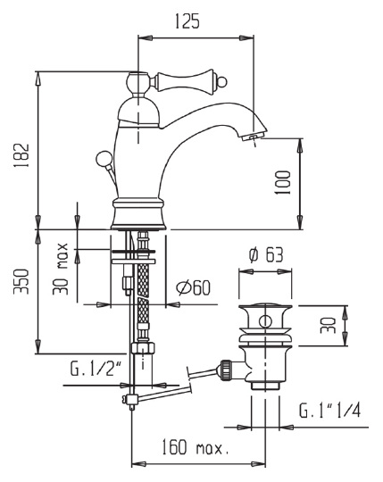 Смеситель Cezares Margot LSM1 A 03/24 M для раковины MARGOT-LSM1-A-03/24-M