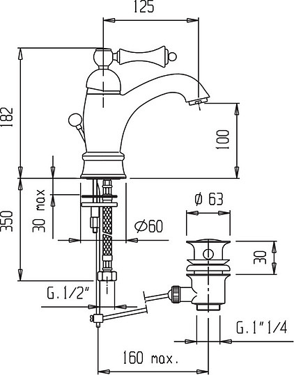 Смеситель Cezares Margot LSM1 A 02 M для раковины MARGOT-LSM1-A-02-M
