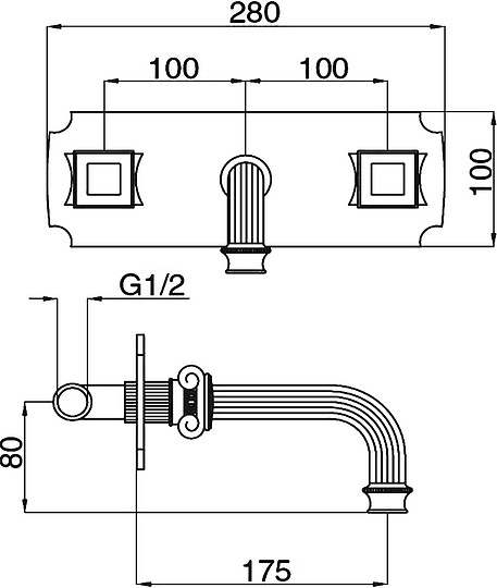 Смеситель Cezares Olimp BLS2 01 O С ВНУТРЕННЕЙ ЧАСТЬЮ, для раковины OLIMP-BLS2-01-O
