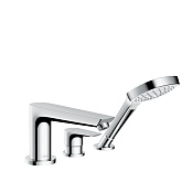 Hansgrohe Talis E Смеситель на борт ванны на 3 отв. однорыч., с руч. душем, внеш. часть, цвет: хром 71730000