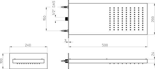 Bossini Manhattan Верхний душ 20x50 см, дождь, 1 вид струи, цвет: chrome I00575.030