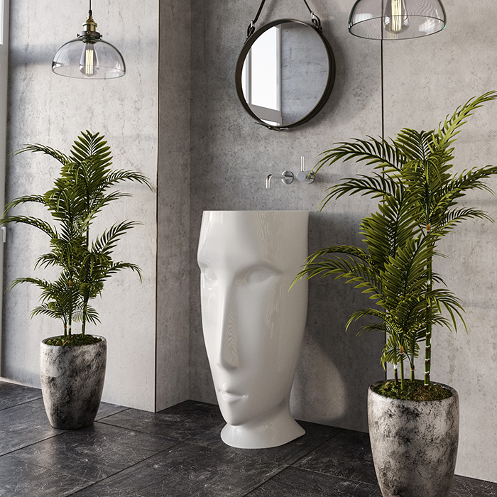 Kerasan Artwork Раковина свободностоящая MOLOCO, с отверстием для слива в стену, цвет: Bianco 474001