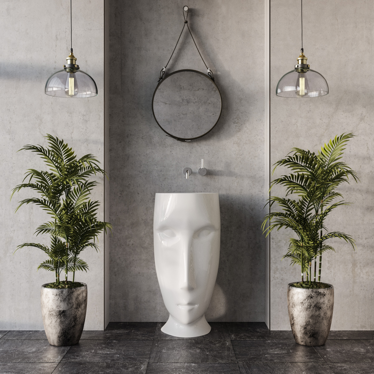 Kerasan Artwork Раковина свободностоящая MOLOCO, с отверстием для слива в стену, цвет: Bianco 474001