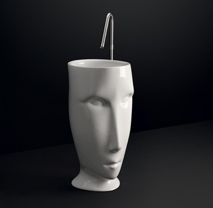 Kerasan Artwork Раковина свободностоящая MOLOCO, с отверстием для слива в стену, цвет: Bianco 474001