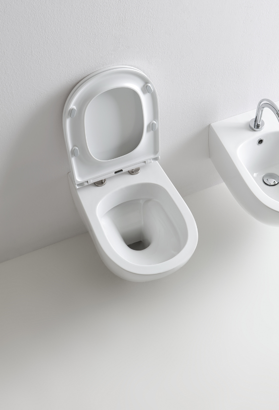 Kerasan Aquatech Унитаз подвесной 55x36,5 см безободковый, без сидения и креп., цвет: Bianco lucido 371401