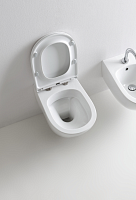 Kerasan Aquatech Унитаз подвесной 55x36,5 см безободковый, без сидения и креп., цвет: Bianco lucido 371401