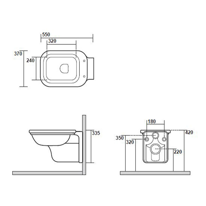Kerasan Waldorf Унитаз подвесной 55x37 см, без сидения и крепления, цвет: Bianco lucido 411501