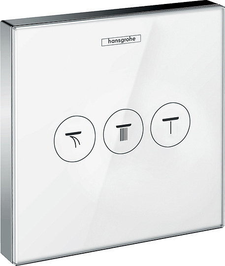 Hansgrohe ShowerSelect Glass Переключатель потоков, 3 потребителя, наружная часть, цвет: хром/белый 15736400