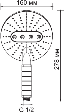 Wasserkraft Душевая лейка 16х3,7хh27,8 см, цвет: хром A059