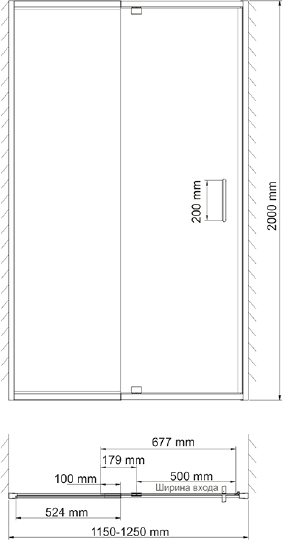 Душевая дверь в нишу Wasserkraft Berkel  120 см 48P05