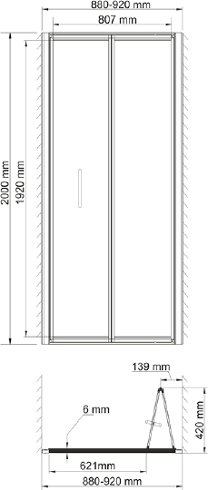 Душевая дверь в нишу Wasserkraft Weser  90 см 78F04