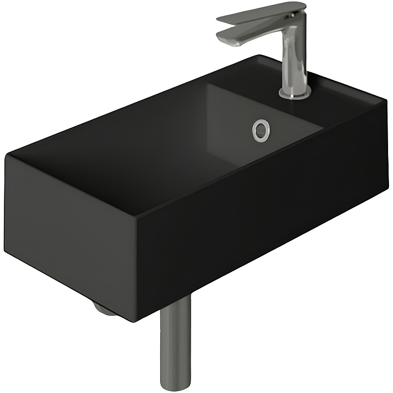 Simas Agile Раковина подвесная 50х27 см, с переливом, 1 отверстие под смеситель, цвет: nero matt AG50 nero matt*1