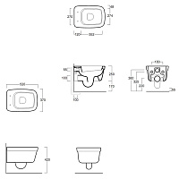 Simas Evolution Унитаз подвесной 37х52 см, без крепежа F85, цвет: белый глянцевый EVO18bi