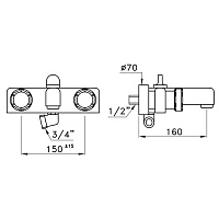 Stella Timeaster Смеситель для ванны 3267, круглая ручка 5,2 см, цвет хром TA 02000 CR00N