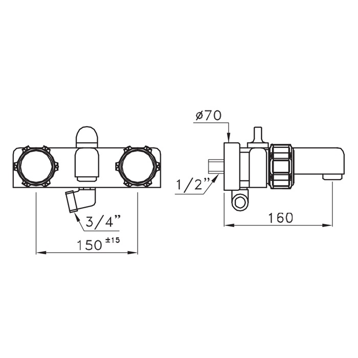 Stella Timeaster Смеситель для ванны 3267, ручка 6,5 см, цвет: хром, ручка черная TD 02000 CR00N