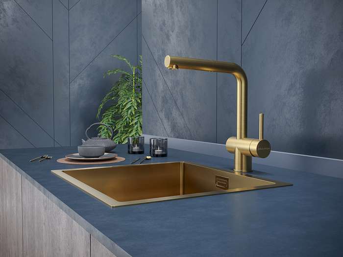 Paulmark Dosse Смеситель для кухни высота излива 25,3 см, цвет: брашированное золото Do214418-BG