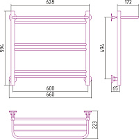 Стилье Версия-Н1 Полотенцесушитель водяной 60x60h, цвет белый глянцевый 12621-6060