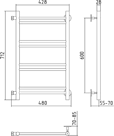 Стилье Версия-Б1 Полотенцесушитель водяной для ГВС 48x71,2h см, цвет: без покрытия 00611-6040