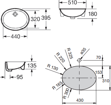 Roca Neo Selene Раковина встраиваемая снизу 51х39,5 см, с переливом, без д/к, цвет: белый глянцевый 322307000